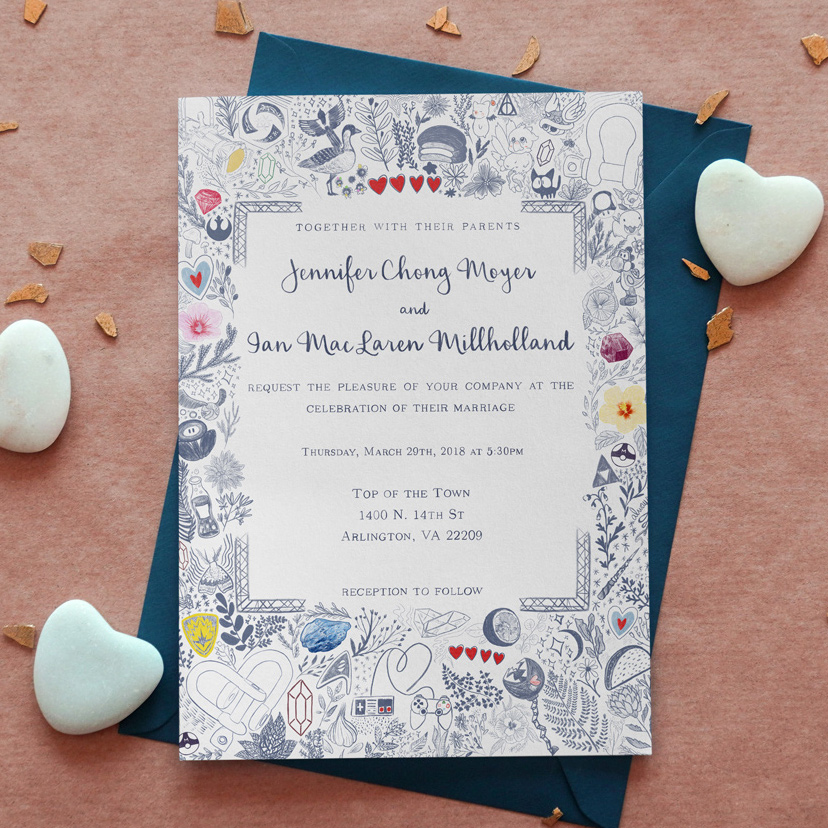 wedding couple's print designer invitation